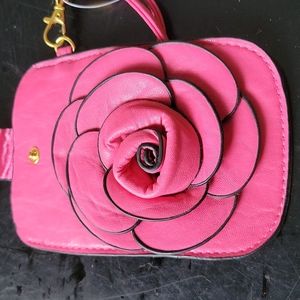 Vintage pink leather wristlet